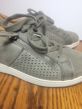 Earth Olive Green Perforated Lace-Up Sneakers